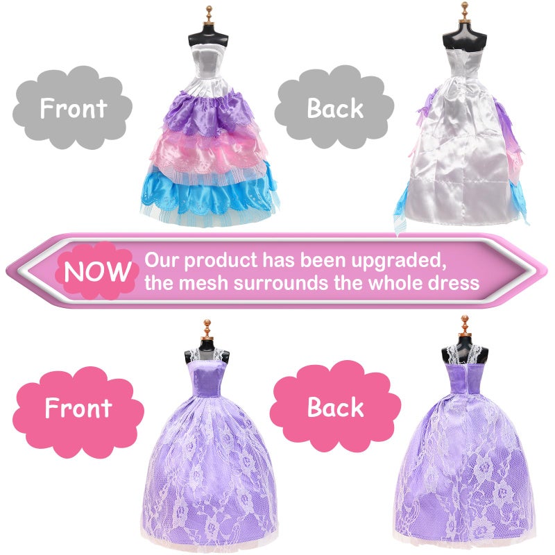 BARWA 10 Pcs Doll Dresses with 17 Accessories Handmade Doll Clothes and Accessories Wedding Gowns Party Dresses for 11.5 inch Dolls - Image 4